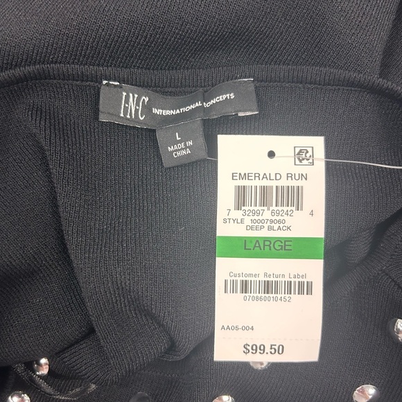 INC International Concepts Black Studded Mini Fitted Dress Long Sleeve Size L - Picture 8 of 10